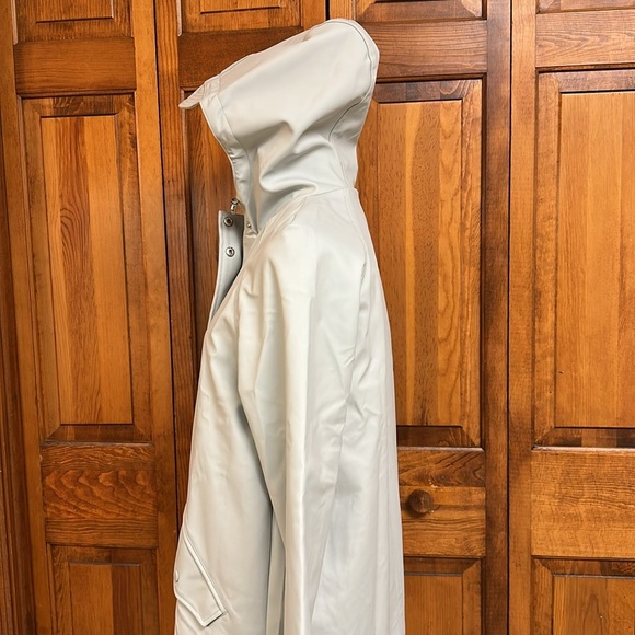 Fahsyee Light Grey Hooded Polyurethane Rain Coat Lined Waterproof Small - Picture 4 of 11
